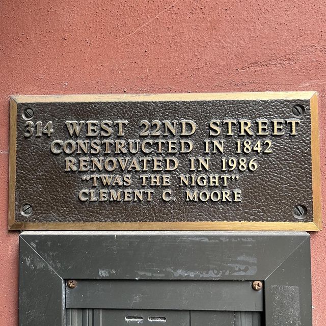 A photo of the plaque honoring Clement C Moore in Chelsea